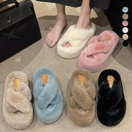 厚底ファーサンダル