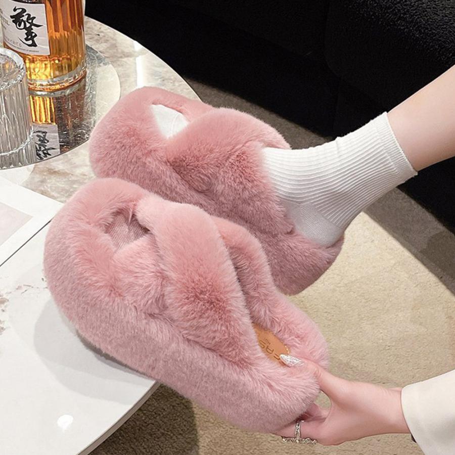 厚底ファーサンダル