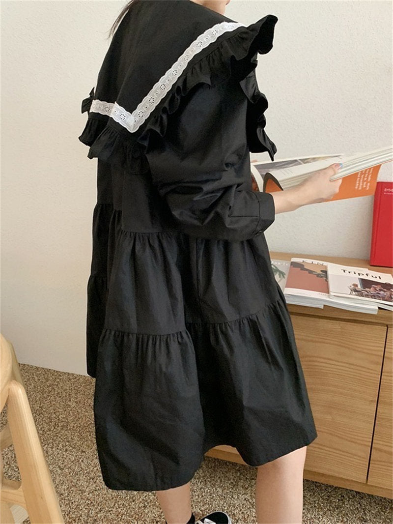 折り襟ワンピース