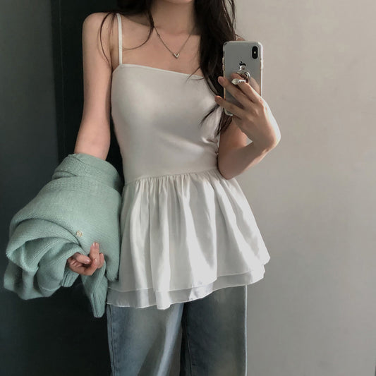 インナー レトロ シンプル フリル キャミ