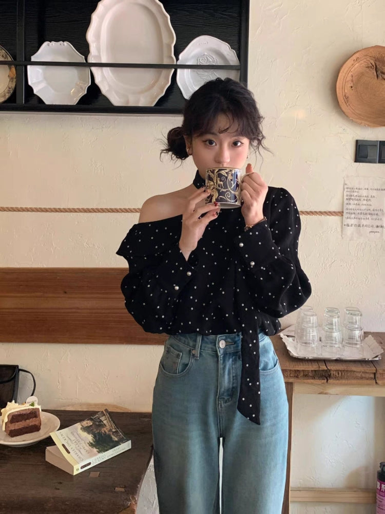 フレンチ オフショルダー シャツ トップス